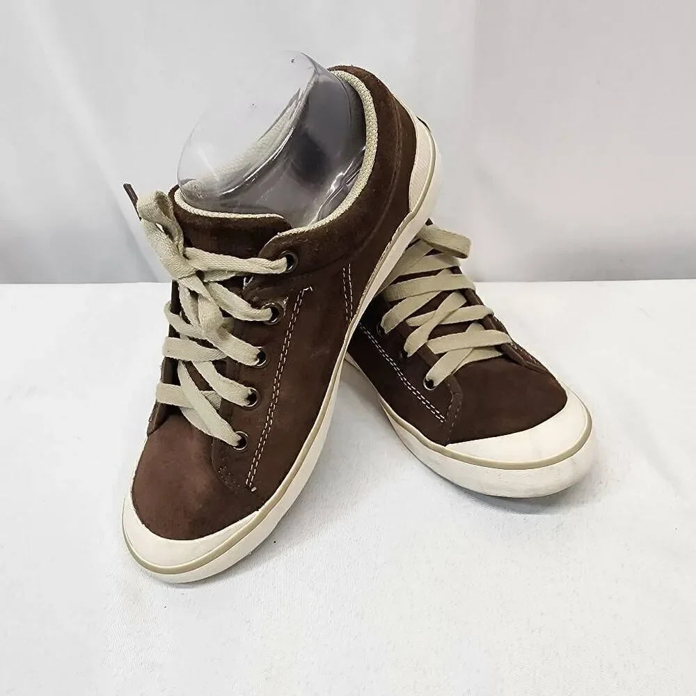 Teva Brown Suede Low-Top Sneakers with Cream Laces